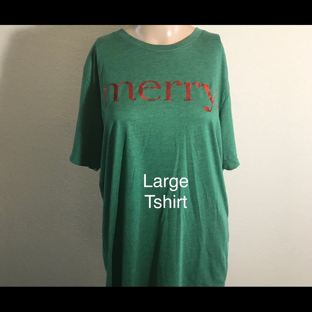 merry. Tshirt Red Metallic Font